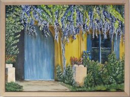 Blauregen ueber Hoftuer